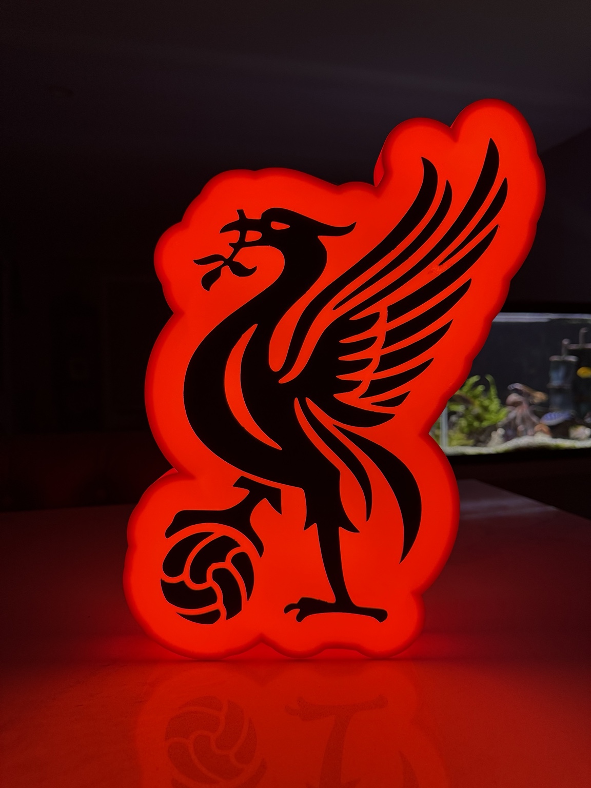 Red Liverpool liver bird illuminated silhouette lightbox