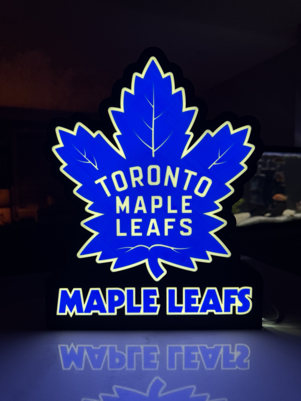 Blue Toronto Maple Leafs leaf and lettering lightbox